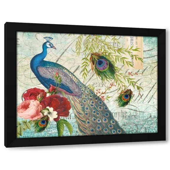 Lula Bijoux and Company 14x12 Black Modern Wood Framed Wall Art Titled - Peacock 110