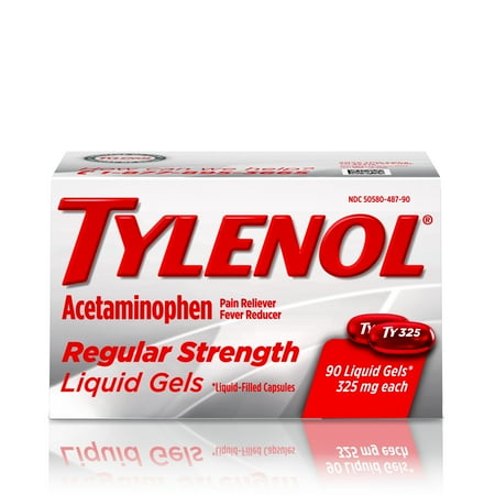 100 Mg 50 Gels - Tylenol Regular Strength Liquid Gels, Fever Reducer and Pain Reliever, 325 mg, 90 ct.