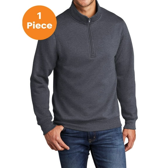 Port & Co PC78Q Core Fleece 1/4 Zip Pullover Sweatshirt, Heather Navy, 4XL, Mens Sweatshirts
