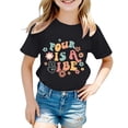 thumbnail image 2 of Trendfront Girls 4th Birthday Gift T Shirt Four Years Retro Letters Crewneck Short Sleeve Tee Toddler Bday Party Outing Top, 2 of 4
