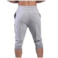 thumbnail image 6 of Mens Jogger Capri Pants Active Fit Workout Athletic Gym Capris Elastic Waist Joggers with Pockets, 6 of 7