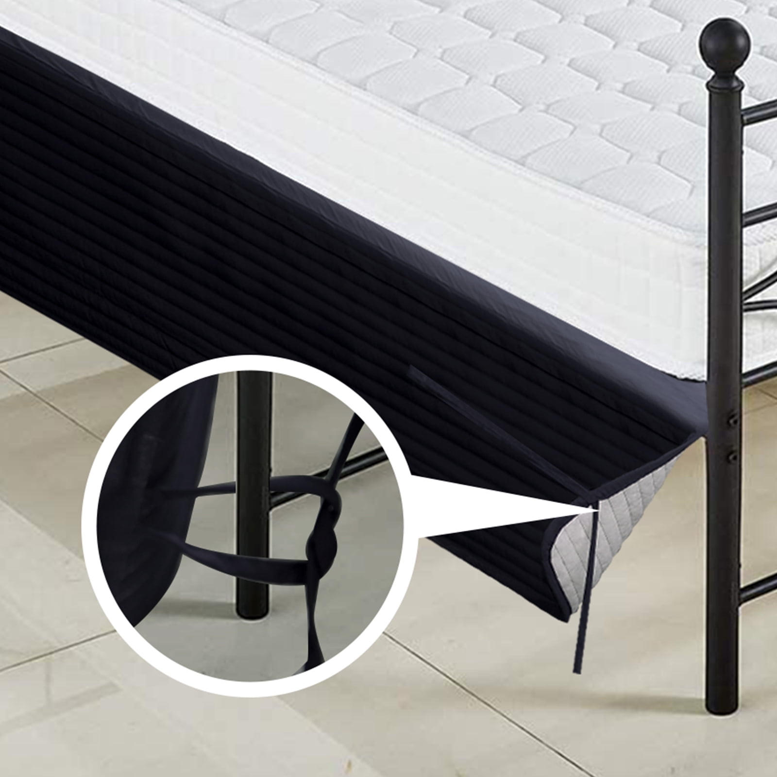 Bed Skirt with Spilt Corner 15 Inch Drop, Polyester Blended Quilted Bed Wrap,Modern Dust Ruffle, Anti-Wrinkle & Fade Resistant, Dust Proof for Bedroom