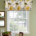 thumbnail image 5 of Yellow Gnomes Valances for Windows, Vintage Daisy Honey Plaid Flower Light Filtering Kitchen Curtains, Rod Pocket Window Valance Curtains for Living Room Bedroom, 54" W x 18" L, 2 Panels, 5 of 9