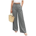 thumbnail image 2 of Clossjun Women's Wide Leg Work Dress Pants High Waisted Flowy Daily Wear Business Casual Palazzo Bottoms Summer Fall Offce Trousers With Pockets 3XL, 2 of 5