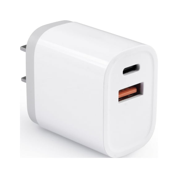 Rapid PD Power Delivery 18 Watt Wall Charger With USB-A And USB-C- White