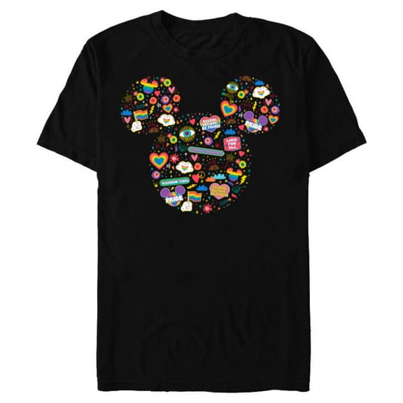 Disney Pride Collection Rainbow Mickey Mouse Icon Doodles- Short Sleeve Blended T-Shirt for Adults - Customized-Black