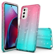 Moto G Stylus 2022 4G Case, Rosebono Hybrid Glitter Sparkle Transparent Colorful Gradient Skin Cover Case For Moto G Stylus 2022 4G (Pink/Teal)