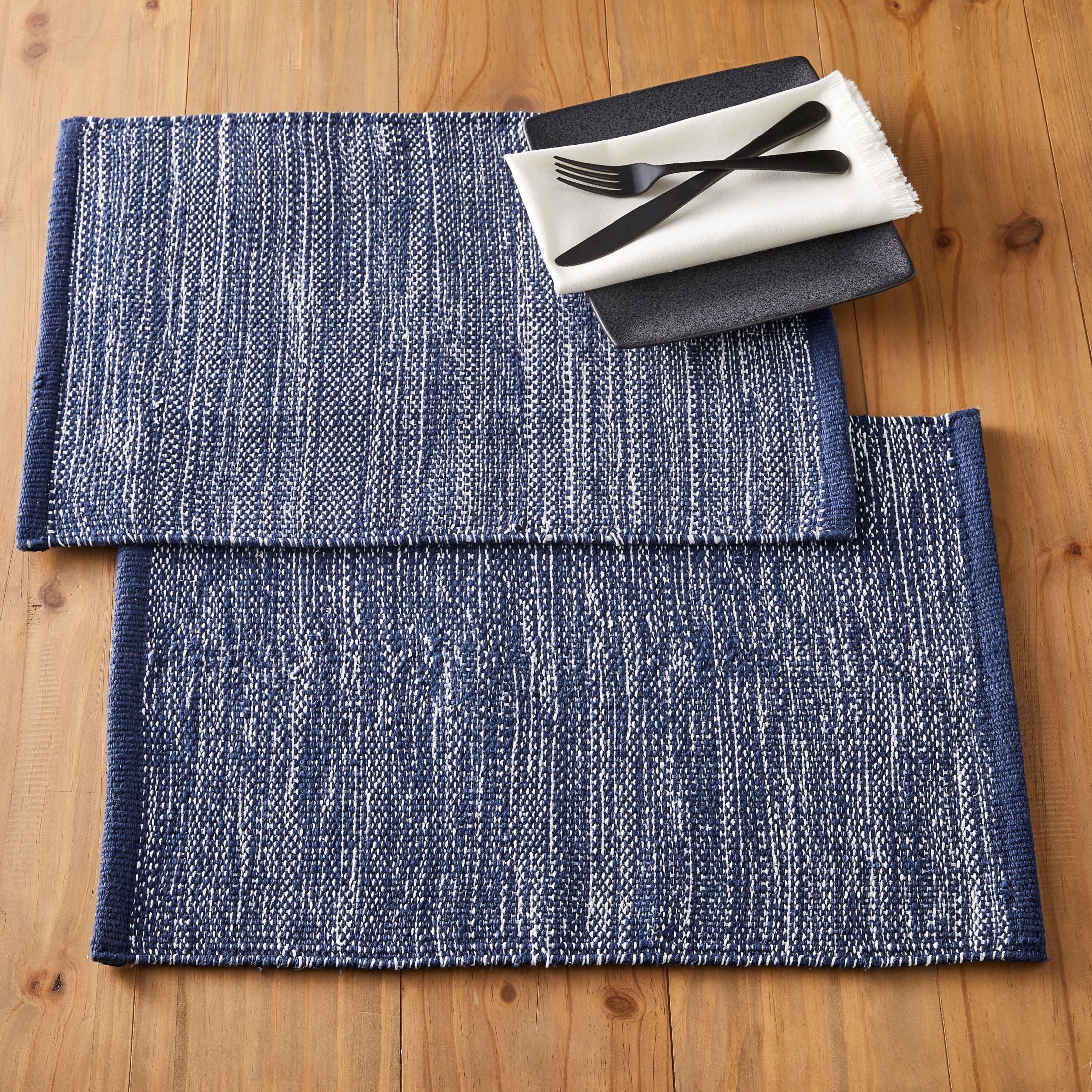 (2 pack) Better Homes & Gardens Navy Space Dye Placemat - 14"x 20", 100% Cotton