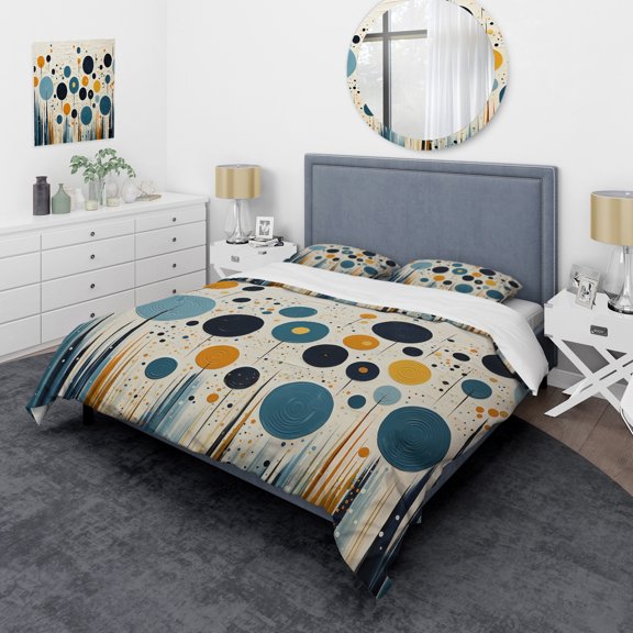 Designart "Minimalist Oasis Colorful Mid Century Zen II" Abstract Collages Bedding Covert Set - Minimalism Multi-Color Abstract Bed Set With 2 Shams