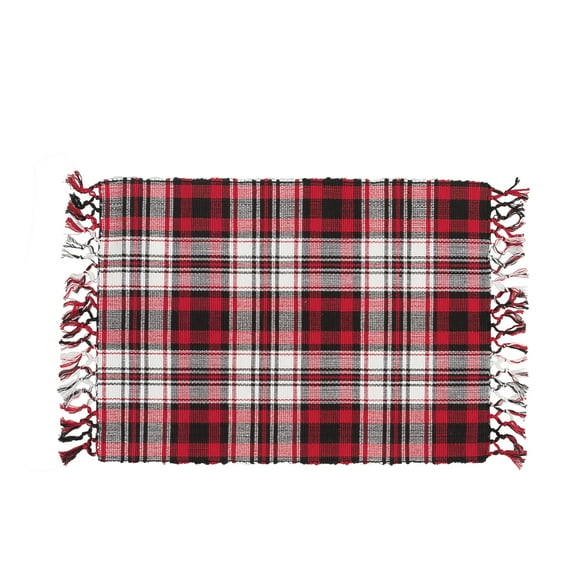 Fireside Classic Red & Black Plaid 100% Cotton Single Placemat 13" x 19"