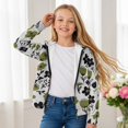 thumbnail image 5 of POLERO Zip Up Hoodie for Girls Kids Green Floral Print Oversized Long Sleeve Sweatshirt Jacket with Pockets Winter Warm Clother 11-13 Years, 5 of 7