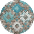 thumbnail image 2 of Addison Rugs Mayfield Premium Machine Washable Transitional Aztec Teal Round Rug, 8' x 8', 2 of 6