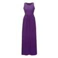 thumbnail image 4 of Bxsruta Womens Maxi Dress Casual Long Flowy Summer Sundress Sleeveless Crew Neck Pleated Dresses, 4 of 7