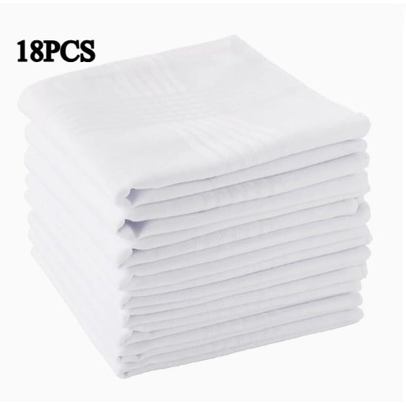 Soft Pure Cotton Stripe Handkerchiefs 18 Pack - 15.75"x15.75" Men's Pocket Squares, Lightweight & Reusable Daily Hankies