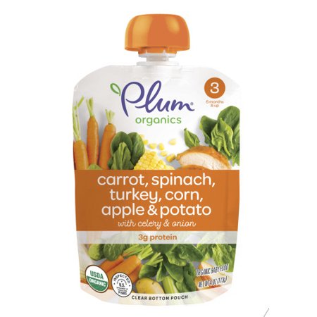 Plum Organics Stage 3 Carrot, Spinach, Turkey, Corn, Apple & Potato, 4oz