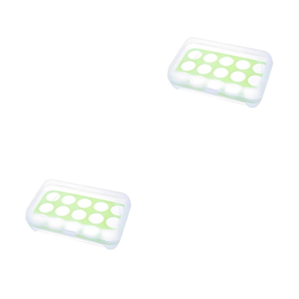 Matsuzay Caja de almacenamiento de huevos de 15 rejillas Cajas de mantenimiento fresco Caja organizadora Caja de huevos apilable de plástico Verde 2piezas