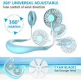 thumbnail image 5 of Ventilador de cuello azul, ventilador portátil, mini ventilador USB, ventilador de cuello portátil recargable, enfriador de aire de doble cabezal de viento de 3 velocidades para acampar al aire libre, sala de oficina JM, 5 of 5