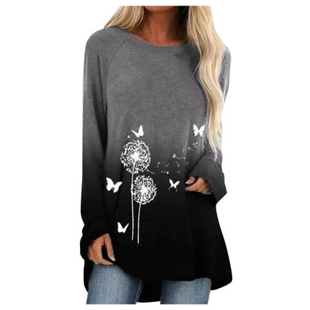

Long Sleeve Tops for Women Casual Fall Long Sleeve Shirts for Women Under Scrubs Fashion Women O- Long Sleeve T-Shirt Autumn Printing Blouse Tops Long Sleeve Blouses for Women Plus Size