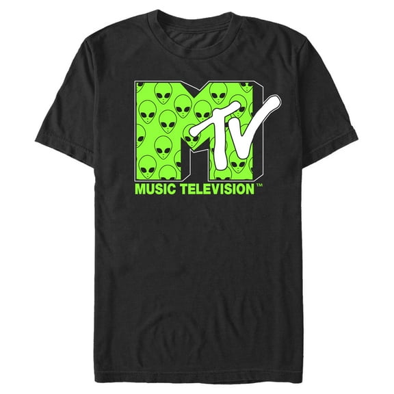 Men's MTV Alien Logo  Graphic Tee Black Small