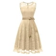 thumbnail image 2 of Stichou Spring Cocktail Dresses 2026 Bridesmaid Wedding Guest Summer Short Prom Dress Ruffle Hem Summer Sleeveless Lace Gowns Beige M, 2 of 5