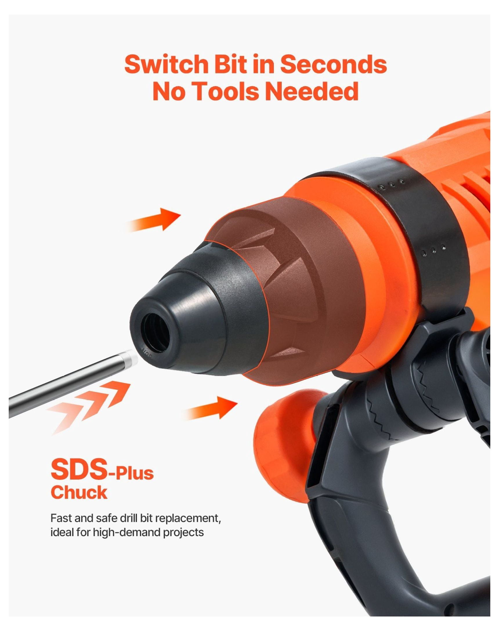 SDS-Max Rotary Hammer Drill Kit - 2 Inch, 1600W, 3-Mode Corded Hammer Drill - 175-350 RPM - Demolition & Drilling
