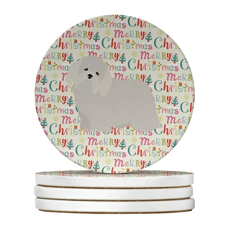 

Coton de Tulear #2 Merry Christmas Large Sandstone Coasters Pack of 4 4 in x 4 in