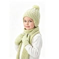 thumbnail image 5 of 3 Pcs Kids Winter Hat Scarf Gloves Set Knit Pompom Beanie with Earmuffs Double Layer Scarf Touchscreen Gloves Toddler Thick Thermal Sets Green 2-10 Years, 5 of 6