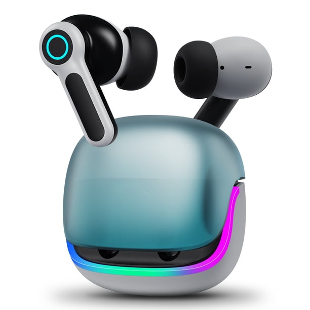 VEATOOL Wireless Bluetooth Headset,Mic Dual con Cancelación de Ruido ENC,80H de Uso,luces RGB