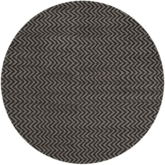 Ahgly Company Machine Washable Indoor Round Industrial Modern Midnight Gray Area Rugs, 7' Round