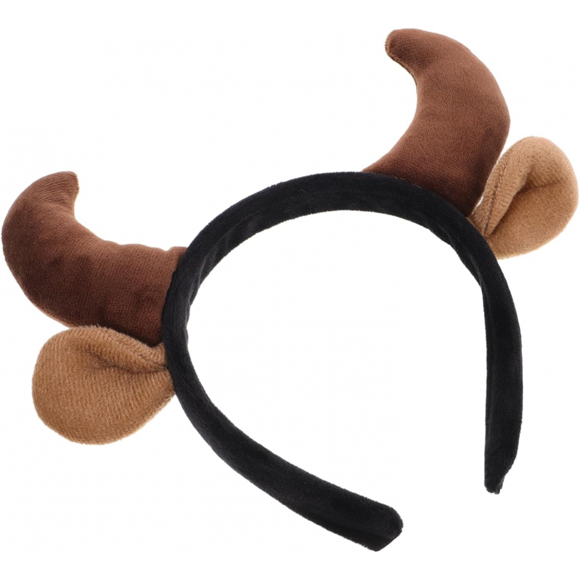 Korean Style Plush Cow Ears And Horns Headband Funny Animal Cosplay Hair Hoop Festival Theme Party Fancy Dress Headwear