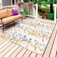 thumbnail image 4 of Outdoor Rug 3x5 ft Yellow Leaf Outdoor Large Area Rug Non Slip Rubber Grey Leaves Branches Front Door Mat RV Rug Camping Carpet Patio Outdoor Rugs for Backyard Balcony Deck Porch Indoor, 4 of 9