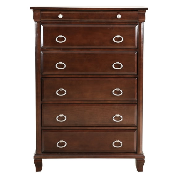 Passion Furniture Triton Cappuccino 6-Drawer Chest of Drawers (36 in. L X 17 in. W X 53 in. H)