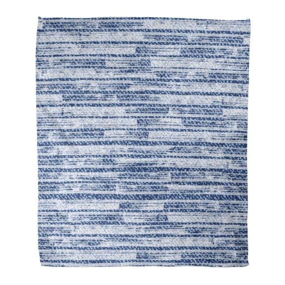 SIDONKU Flannel Throw Blanket Pattern Blue Thread Striped Faded Denim Frayed Jeans Abstract Soft for Bed Sofa and Couch 50x60 Inches