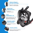 thumbnail image 2 of Máscara de Snorkel Negro Adultos con Soporte para Cámara, Mascarilla Pleno con Bolsa Impermeable, Vista panorámica de 180°,antivaho y antifugas, 2 of 7