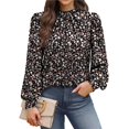thumbnail image 2 of Camisas de Larga para Mujer, Blusas de Cuello Alto con Pliegues Delanteros, Ropa Informal Elegante para Otoño. Flores XL, 2 of 6