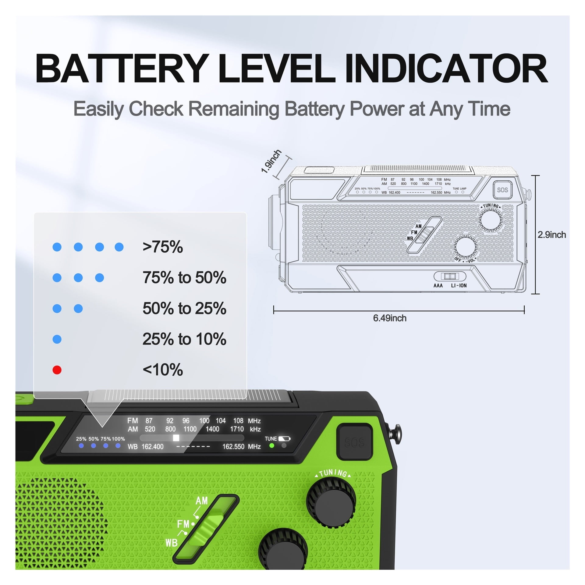 Outdoor Disaster Prevention Radio Multi-function Hand-crank Radio Portable Solar Radio ,Listen Anytime, Anywhere