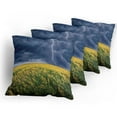 thumbnail image 5 of Ambesonne Nature Throw Pillow Cover 4 Pack, Thunder Bolt Rural Field, 20", Yellow Blue, 5 of 7