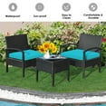 thumbnail image 5 of Patiojoy 3 Pieces Patio Set Outdoor Wicker Rattan Furniture w/ Cushions Turquoise, 5 of 8