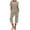 Khaki, variant on Women's Bamboo Pajama Set Buttery Soft 2-Piece V-Neck Short Sleeve Top & Cropped Pants with Pocket Home Sleepwear Suit