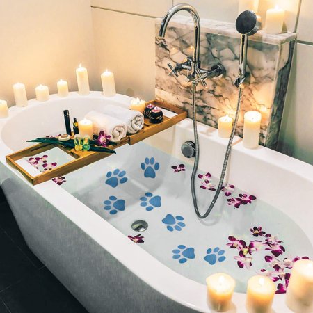 Non-slip Bathtub Stickers Adhesive Paw Print Bath Treads ...
