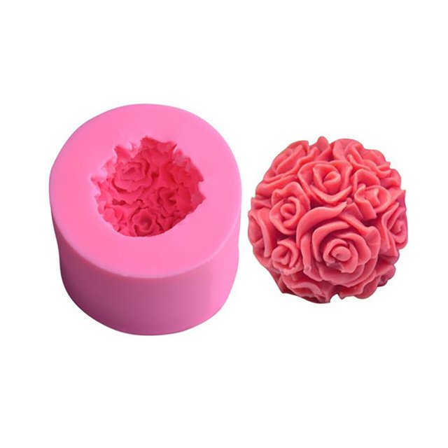 Rose Ball Molde De Silicona Molde De Pastel De Flores Herramienta Para Hornear Para Diy Candy Chocolate Fondant 3D Serendint HA035674-00