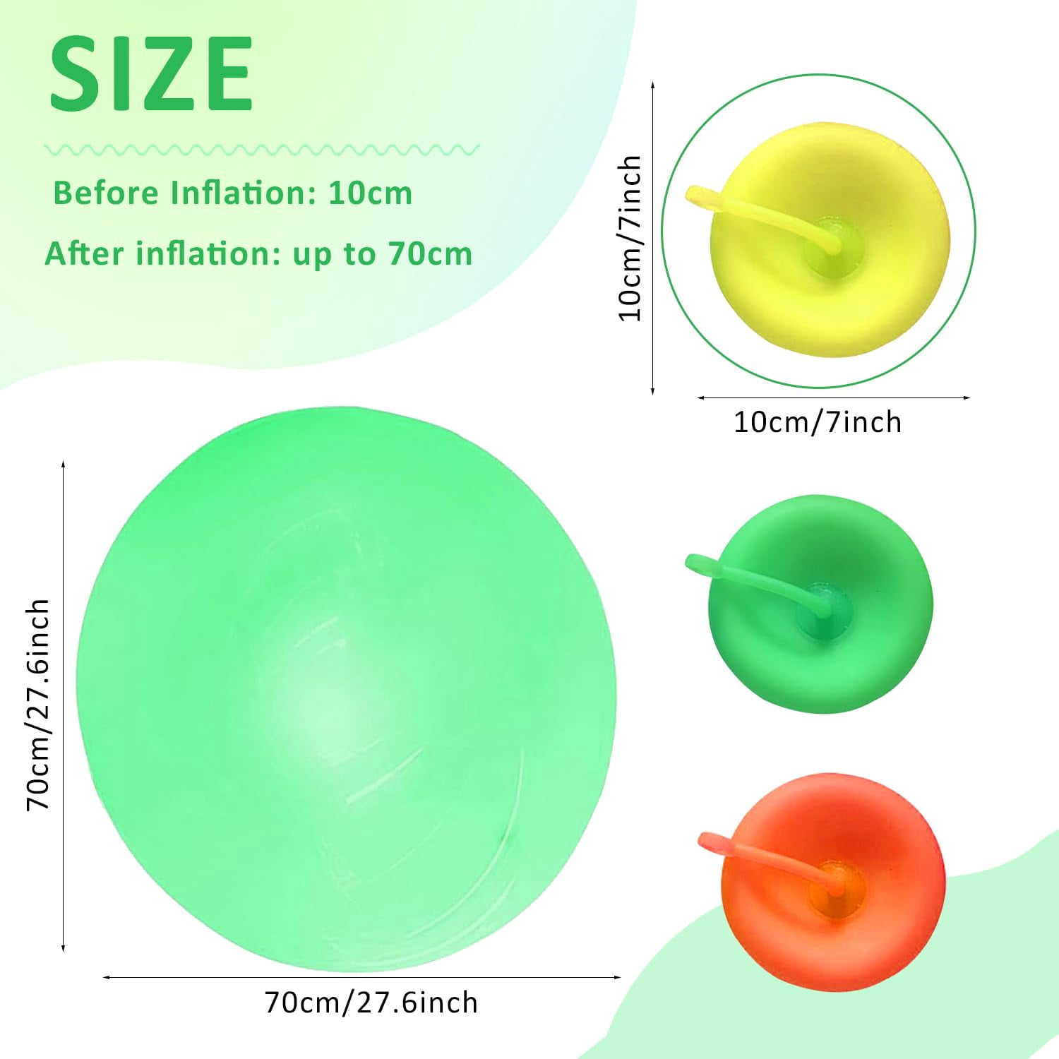 Giant Inflatable Water Balloons Yellow Green Orange 70cm Outdoor Indoor Party Pool Game