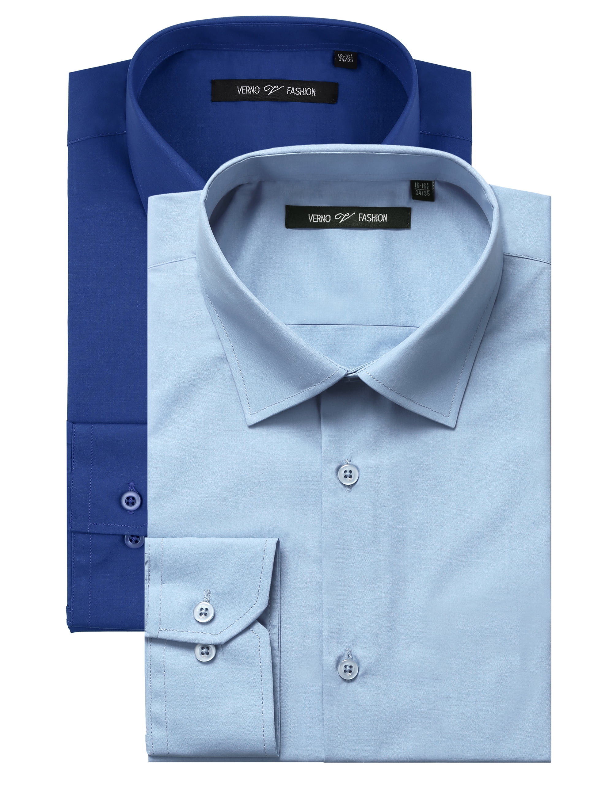 2Pack Men's Big & Tall Classic Fit Solid Long Sleeve Dress Shirts