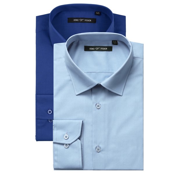 2Pack Men's Big & Tall Classic Fit Solid Long Sleeve Dress Shirts