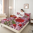 thumbnail image 4 of Homewish Boys Girls Animal Cheetah Print 4 Pieces Queen Sheet Sets,Floral Wildlife Leopard Ultra Soft Flat Sheet,Chic Floral Red Rose Queen Fitted Sheet,Microfiber Bedroom Decor, 4 of 7