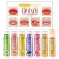 thumbnail image 1 of Bálsamo labial con sabor a fruta clásica, paquete de 6, para el cuidado de labios irritados, agrietados o partidos, regalo navideño para el cuidado de labios hidratante, 100 % natural, cera de abeja, 1 of 5