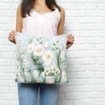 thumbnail image 3 of Throw Pillow Covers 24x24 Inch, Teal Flower Decorative Pillow Cases for Couch Sofa Bed, Vase Botanical Watercolor Summer Cotton Linen Square Home Decor Pillowcases with Hidden Zipper, 3 of 7
