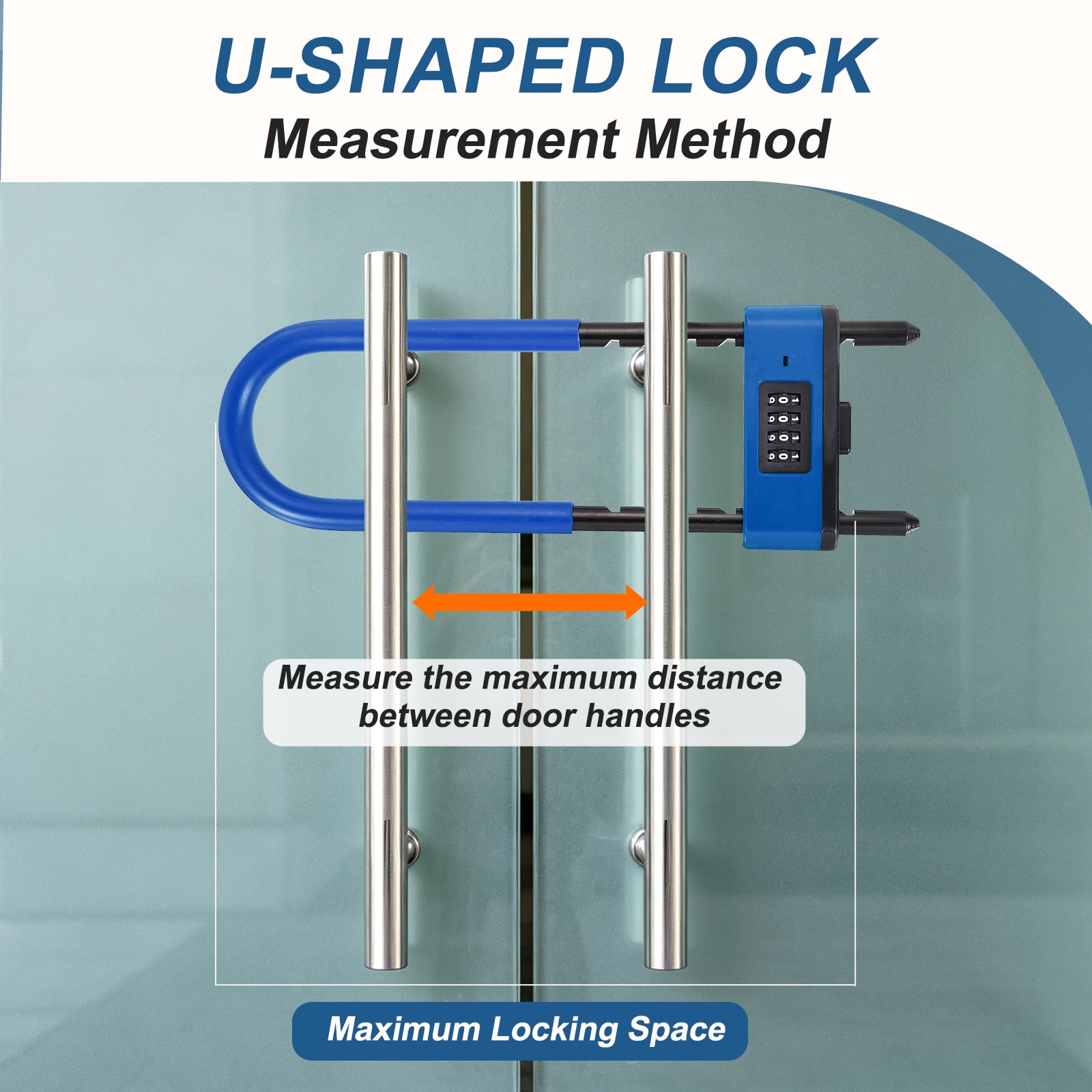 Uxcell 4 Digit Combination Padlock, Long Shackle Padlock - [6.42" - 10.24", Blue], U-Shape Adjustable Shackle Lock for Bicycles Electric Bikes Mountain Bikes Glass Doors Gates