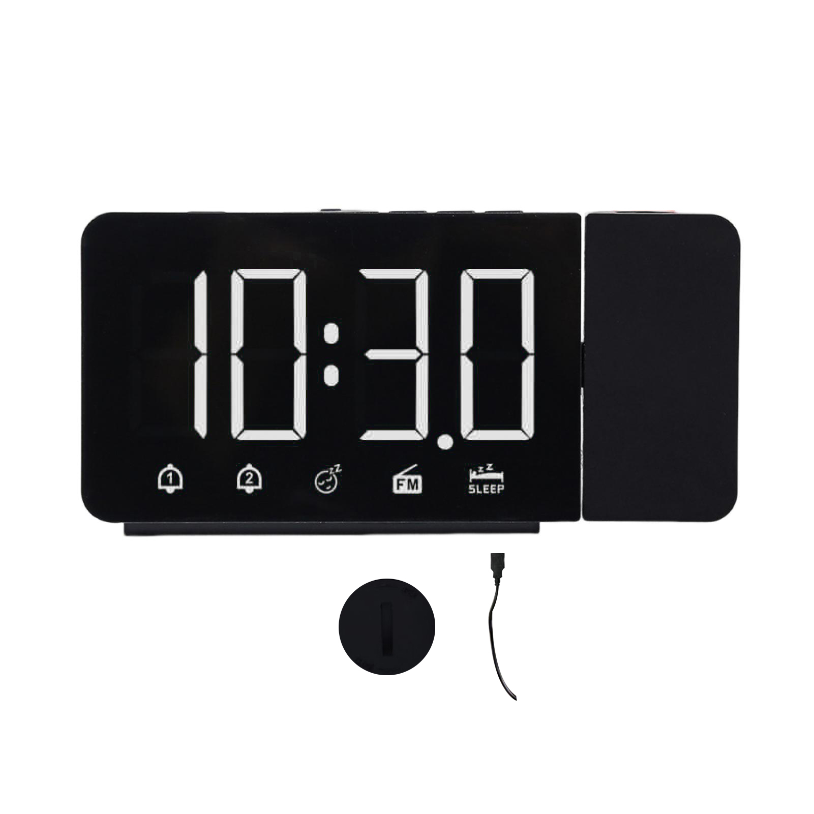 Large Screen Alarm Clock Time Display, 12HR/24HR, FM Broadcast