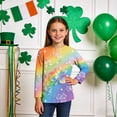 thumbnail image 2 of Tauxra Chandail de la Saint-Patrick pour Adultes, T-Shirt à Manches 3/4 Imprimé Col Rond, T-Shirt Graphique Trèfle Décontracté à Manches Longues pour Activités Festives, 2 of 6